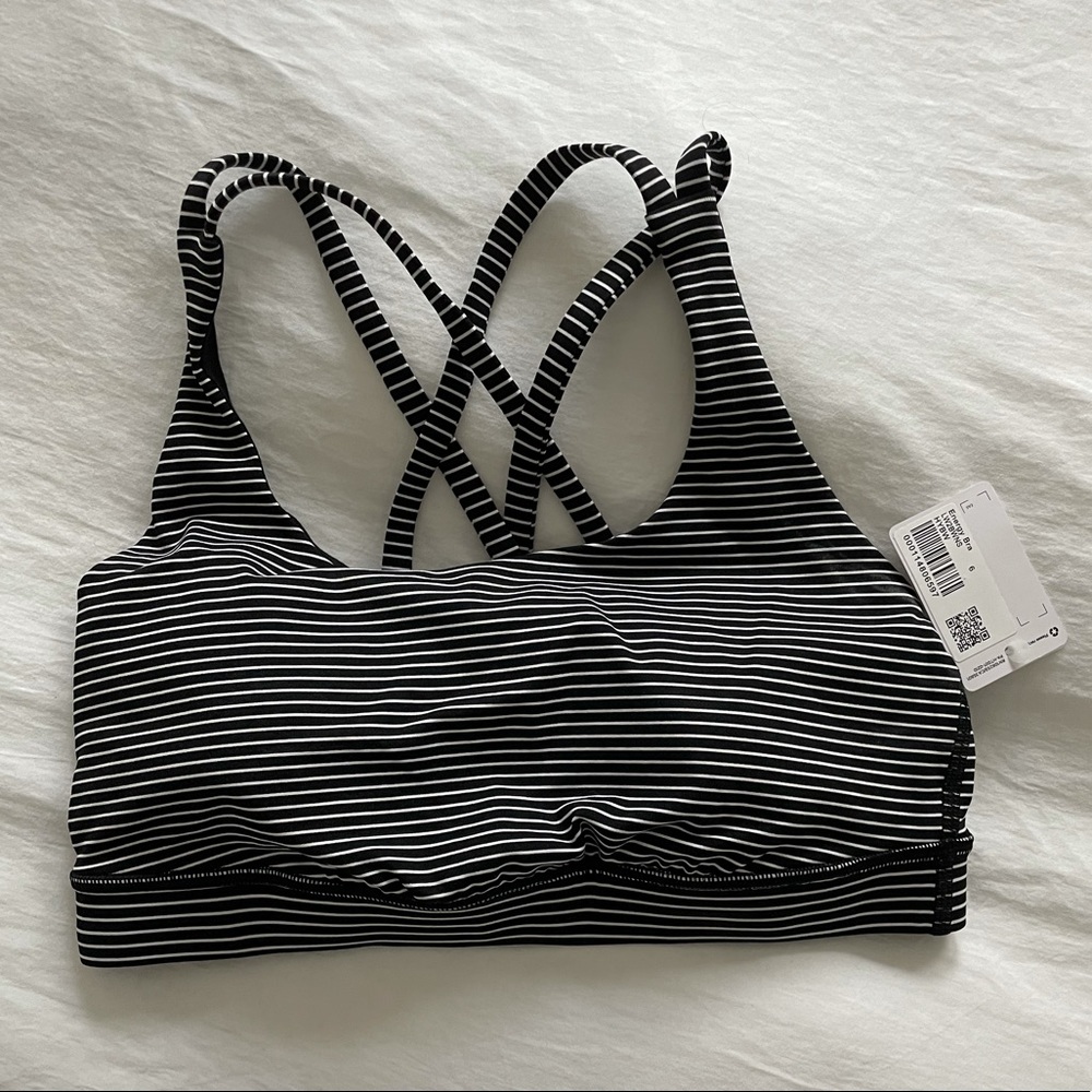 NWT black and white stripe lululemon energy bra